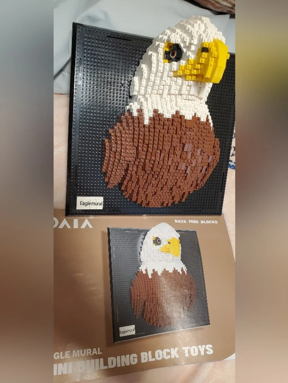 Eagle Wall Mural Mini Building Block Kit - White, Brown, Yellow